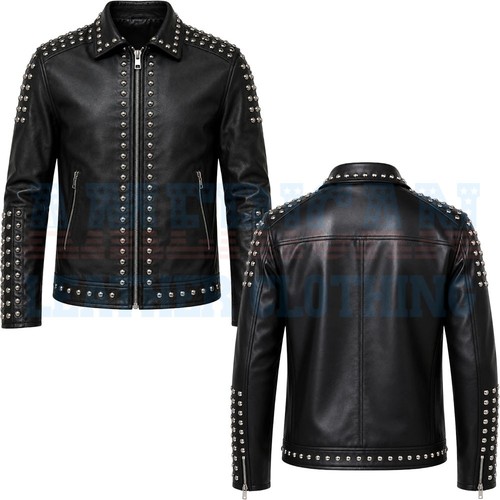 Studded leather jacket - leather,