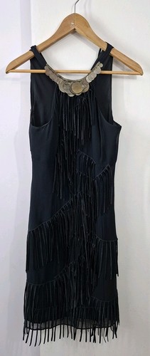 Karen millen black silk - silk, fringe