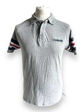 Lambretta Grey White/Red/Blue Retro Target Logo Cotton Polo Shirt Medium M Men’s