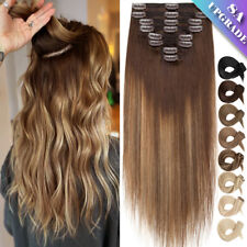 Balayage Double Weft Clip In Human Hair Extensions Remy Real Full Head 200g Long