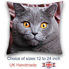 Grey Shorthair Cat Cushion Design, Cat Art Cushion, Grey Shorthair Cat Pillow
