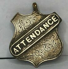 Vintage School Attendance Medal Badge Fob white Metal By Vaughton Birmingham 