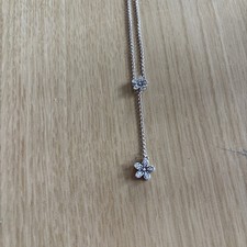 Pandora Silver Necklace with Dazzling Daisies Design Long Length
