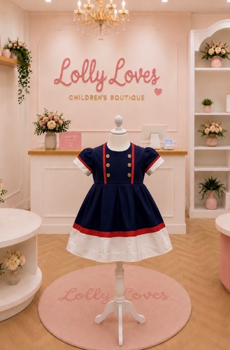 Marina navy white - red, dress