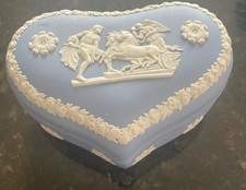 Heart Shaped Wedgewood Jewellery Box Trinket Box, Preloved Blue