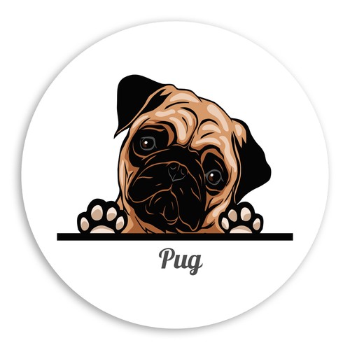 10cm cute pug dog vinyl - 10cm,