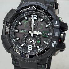 Casio G Shock GW A1100 Sky Cockpit Radio Solar Mens Watch Black Green Aviation