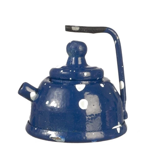 Dolls house stove kettle - kettle, blue