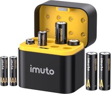 imuto Rechargeable Lithium Batteries with Battery Charger 8 Pack 3000Mwh