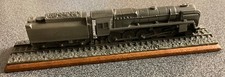 SOLID PEWTER,EVENING STAR MINIATURE LOCOMOTIVE TRAIN ON WOODEN PLINTH.16 x 4 cm