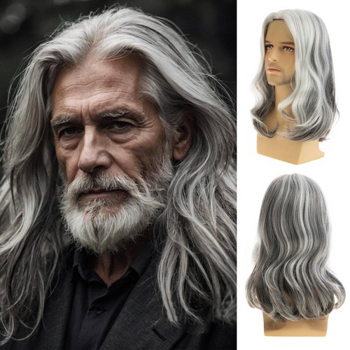 Qnbiar mens long grey white - grey,