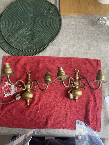 Pair antique brass - antique, 2-light