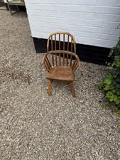 Nice 20th Century Child’s Windsor Oak Stick Back Chair With DW Initial