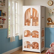 3 Tiers Foldable Wardrobe Kids Children Closet Organizer Cupboard Storage Boxes