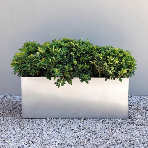 Silver zinc metal trough - metal,