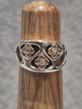 Sterling Silver and 14k Gold Diamond Genuine Retired Pandora Flower Ring Size L