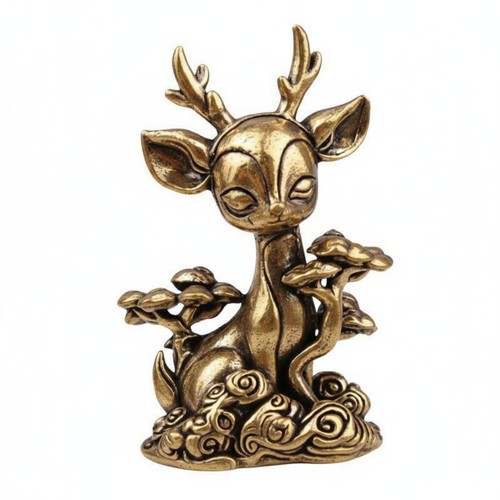 Brass deer statue antique - statue,