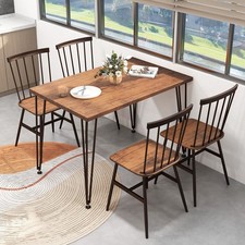 5 Piece Dining Set 47Inch Table with 4 Chairs for Kitchen Dining Room Walnut