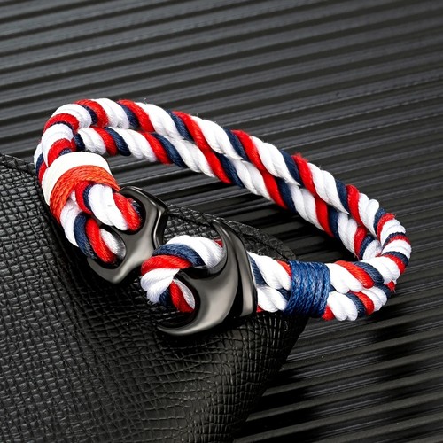 Mens anchor bracelet - mens, double