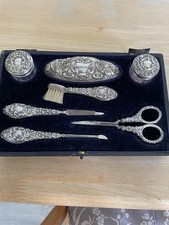 Sterling Silver Antique Manicure Vanity Set Complete All Stamped Hallmarked