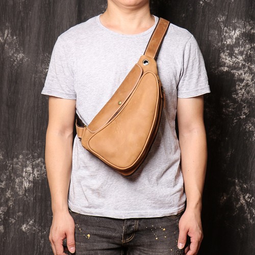 Men leather sling bag - ,