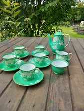 Noritake Stunning Leaf Green Coffee Set & Pot 