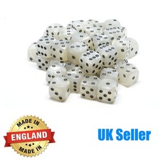 16mm White Pearl Six Sided Spot Dice - Choose quantity - D6 Game Dice  Wargaming