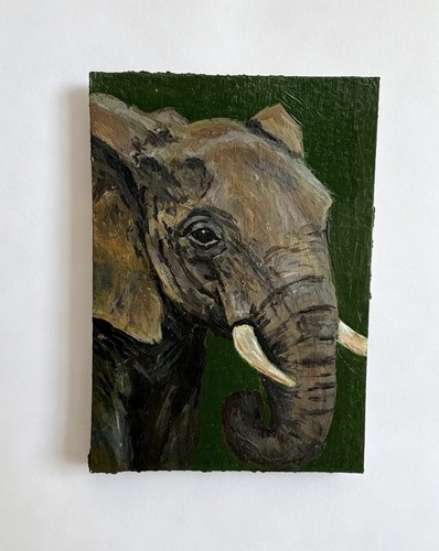 Aceo elephant original hand - aceo,