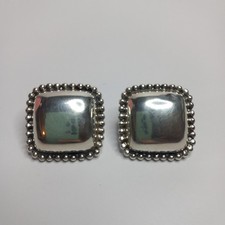 SILVER 925 LARGE SQUARE STATEMENT & BEAD EDGE SOUTH WESTERN STYLE STUD EARRINGS