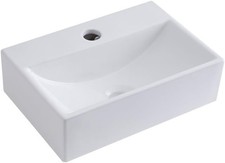 Bathroom Basin Sink White Rectangular Countertop Wall - 360mm x 250mm