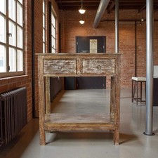 Vintage Wooden Table Kitchen Island Prep Table Drawers