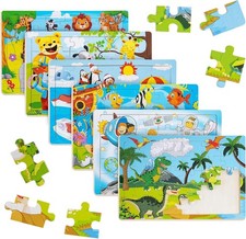 Wooden Puzzles for Kids 3 4 5 Year Olds - 6 Packs 30 Piece Children Jigsaw, Wood