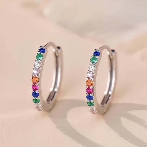 Rainbow crystal huggie - huggie, hoop