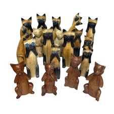 Wooden Three Wise Monkeys Cat