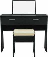 Cheval Dressing Table Stool & Mirror Black Elegant and Functional Bedroom Set