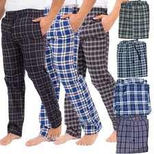 2 Pack Mens Pyjama Trousers PJ Pants Bottoms Lounge Cotton Woven Check Nightwear