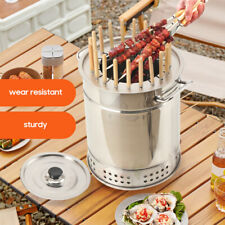 Portable Smokeless Stainless Steel 2-in-1 BBQ Bucket Grill for Outdoor Cooking