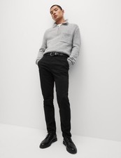 Marks & Spencer Mens Black Cotton Chino Men Trousers - M&S