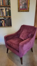 Stunning Barker and Stonehouse Mid Century Plum Velvet Accent Chair Armchair VGC