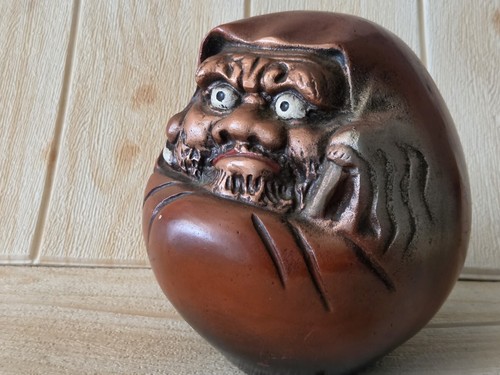 Antique japanese iron daruma - iron,