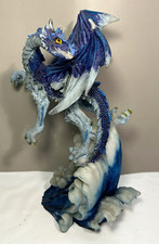 Dragon Figurine Blue Resin Fantasy Figure Sculpture 18cm