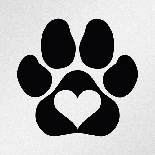 Paw print heart car laptop - print,