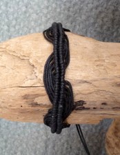 Fair Trade Thai Buddhist Braided Mens Black Cotton Wristband Handcrafted 