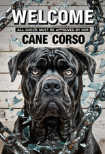 Welcome Guests Must Be Approved by Our Cane Corso Metal Sign, Cane Corso Plaque