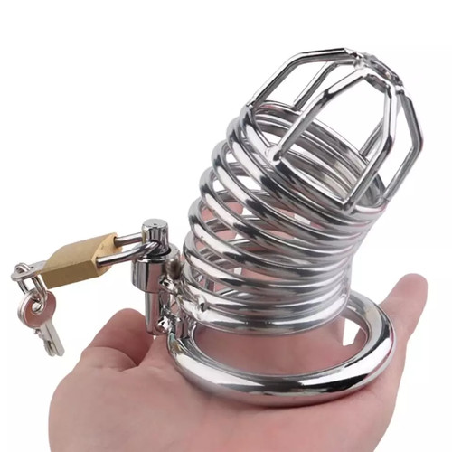 Male stainless steel chastity - steel,