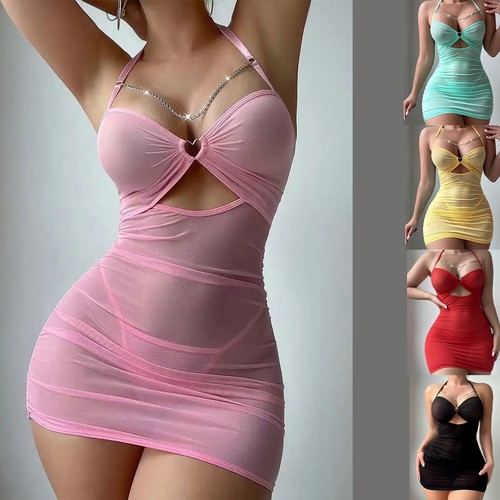 Mesh halter dress - dress, for