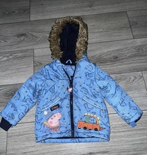 Boys Peppa Pig Coat, Age 18-24 Months, Blue, Hooded, Puffer, Parka, Lined, (27)