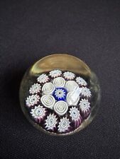 Vintage Murano Italian Millefiori Purple & White Medium Sized Paperweight