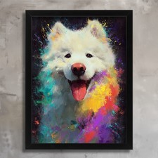 Colourful Samoyed Dog Wall Art