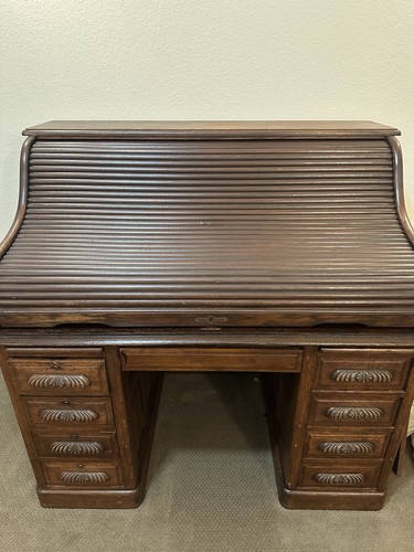 Antique oak roll top desk - antique,